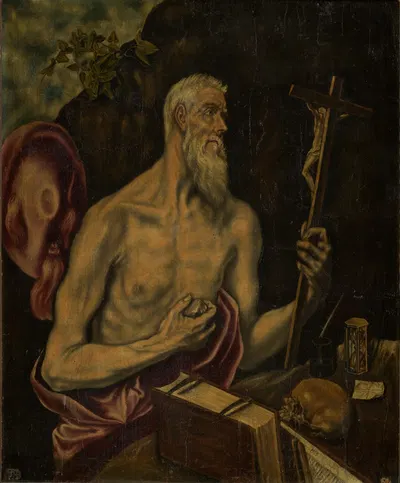 St Jerome in Penitence by Эль Греко (Доменикос Теотокопулос) — digital art print download