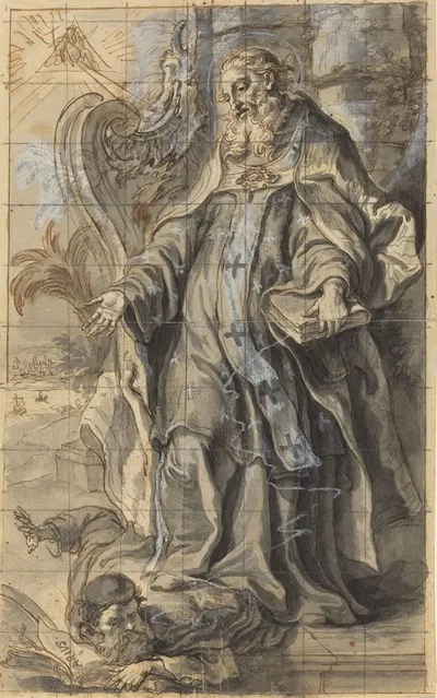 Saint Ambrose Suppressing Heresy by Gottfried Bernhard Götz — digital art print download