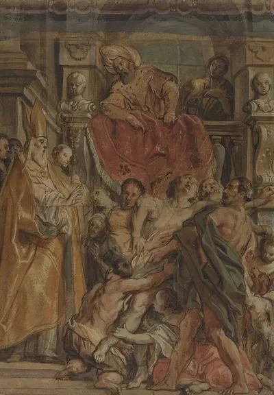 Saint Martin of Tours Healing the Servant of Tetrodius by Якоб Йордаанс, c. 1630 — digital art print download