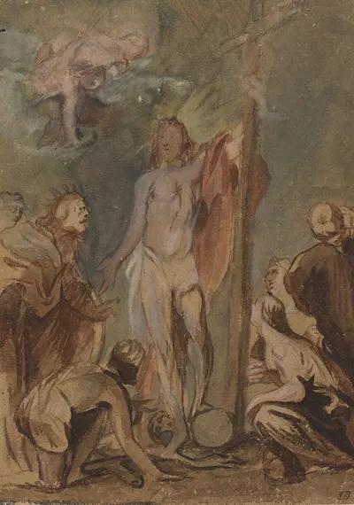 The Risen Christ Surrounded by Saints by Ян Бёкхорст, c. 1660 — digital art print download