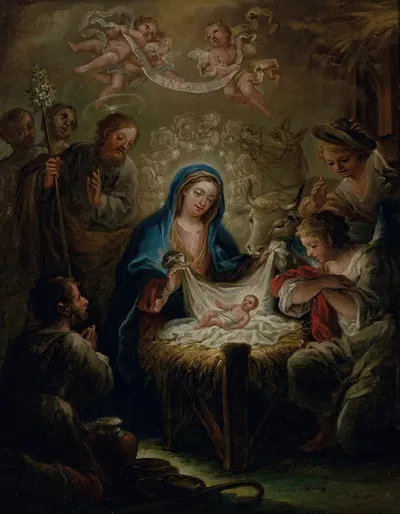 The Adoration of the Sheperds by Jerónimo Ezquerra — digital art print download