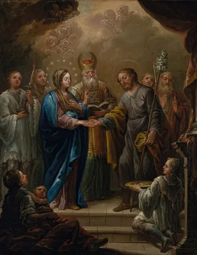 The Betrothal of the Virgin and Saint Joseph by Jerónimo Ezquerra — digital art print download