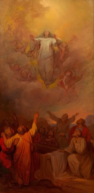 Mariae Himmelfahrt (Entwurf für das Altarbild in Esztergom (Gran)) by Йозеф Данхаузер — digital art print download