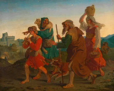 Gang der Hirten zur Krippe by Иосиф фон Фюрих, 1842 — digital art print download