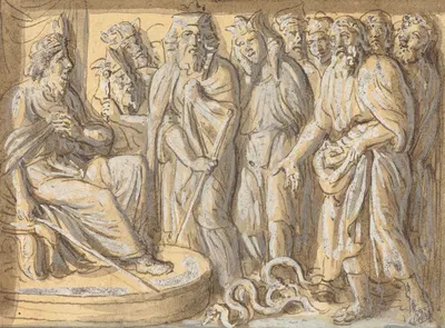 Moses and Aaron before Pharaoh, with the Rods Turned into Serpents by Luigi Ademollo — digital art print download