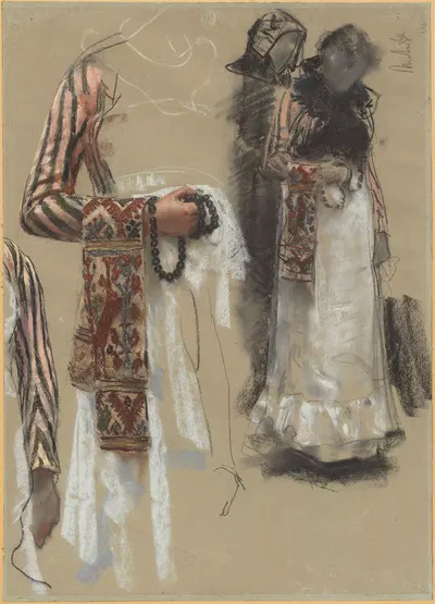 Southern Italian Woman Dressed for Church by Франческо Паоло Микетти, 1885-1888 — digital art print download