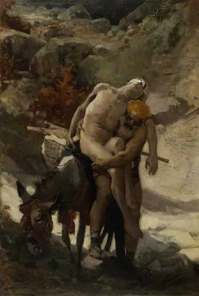 The Good Samaritan, sketch by Эмиль Моро, 1878 — digital art print download