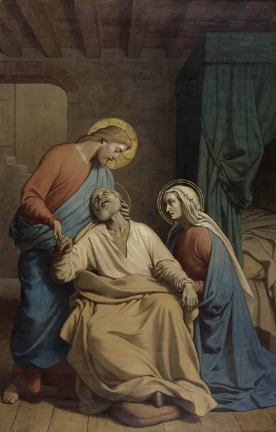 The death of Saint Joseph by Auguste Jean-Baptiste Leloir, 1870 — digital art print download
