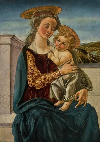 The Virgin and Child before a landscape by Бьяджо д’Антонио — digital art print download