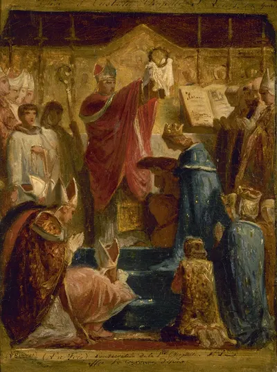 Consécration de la Ste Chapelle, St Louis offre la couronne d'épines by Félix-Joseph Barrias, 1855 — digital art print…