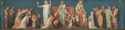 Esquisse pour l'église Saint-Vincent-de-Paul; Les trois Vertus théologales by Жан-Ипполит Фландрен, 1848 — digital art…
