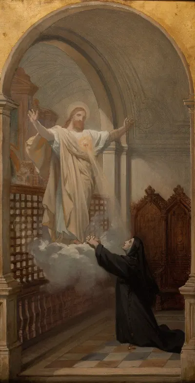 Vision de sainte Marie Alacocque by Jules-Joseph Dauban, 1870 — digital art print download