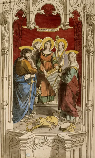 Assemblée de saints dans un décor d'architecture by Проспер Лафай — digital art print download