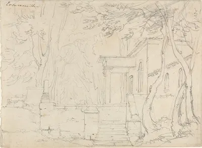 House with a Portico at Ermenonville by Франсуа Эдуар Бертан — digital art print download