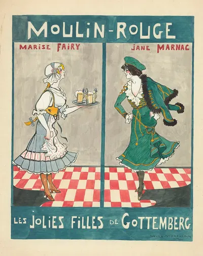 Marise Fairy et Jane Marnac dans 'Les jolies filles de Gottenberg' de Georges Grossmith et Berman by Yves Marevéry, 1912 —…