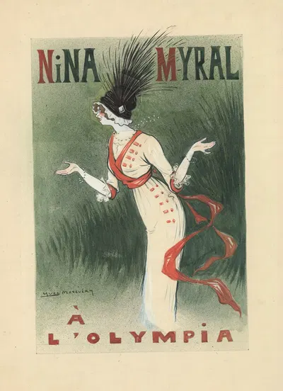 Nina Myral dans 'La revue des femmes' de Charles Quinel et Henry Moreau by Ив Маревери, 1914 — digital art print download