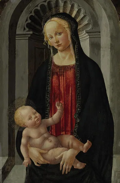 The Madonna and Child enthroned in a niche by Francesco Botticini — digital art print download