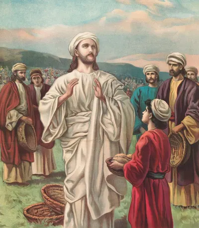 Feeding the five thousand by Providence Lith. Co, 1905 — digital art print download