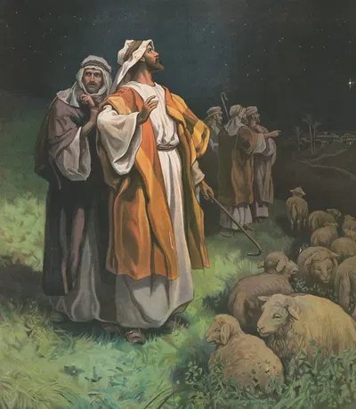 The shepherds find Jesus by Providence Lith. Co, 1906 — digital art print download