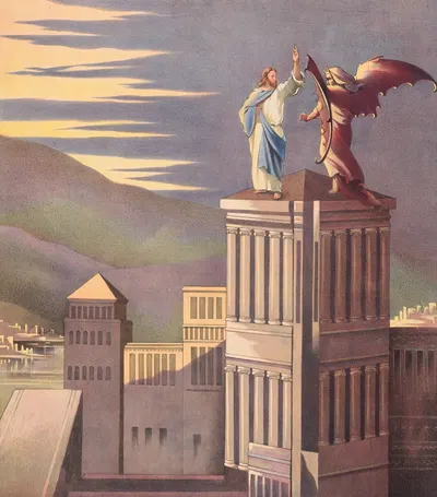 Jesus Tempted by Stecher Litho. Co, 1905 — digital art print download