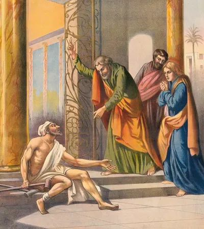 Peter and John in the temple by Stecher Litho. Co, 1905 — digital art print download