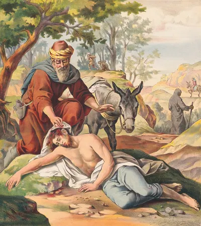 The good Samaritan by Stecher Litho. Co, 1905 — digital art print download