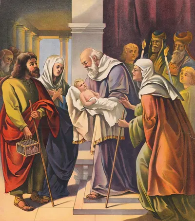 The presentation of the child jesus in the temple by Stecher Litho. Co, 1905 — digital art print download