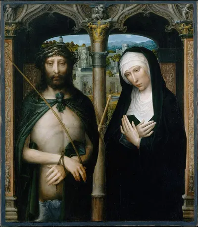 Christ Crowned with Thorns (Ecce Homo), and the Mourning Virgin by Адриан Изенбрандт — digital art print download