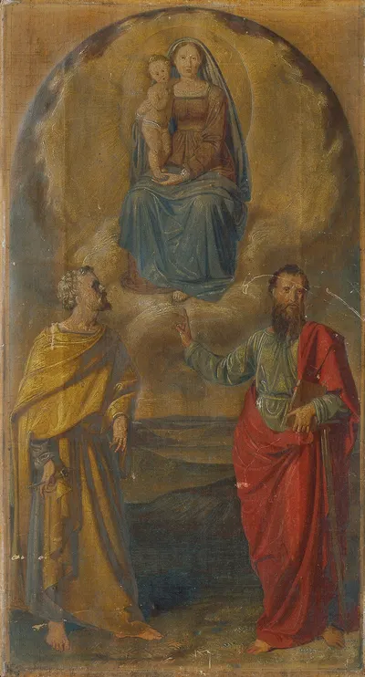Maria mit Jesuskind und den Heiligen Petrus und Paulus by Anton Psenner — digital art print download