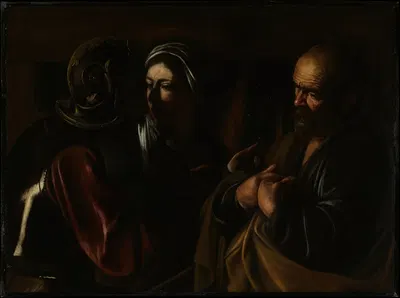 The Denial of Saint Peter by Caravaggio, 1610 — digital art print download