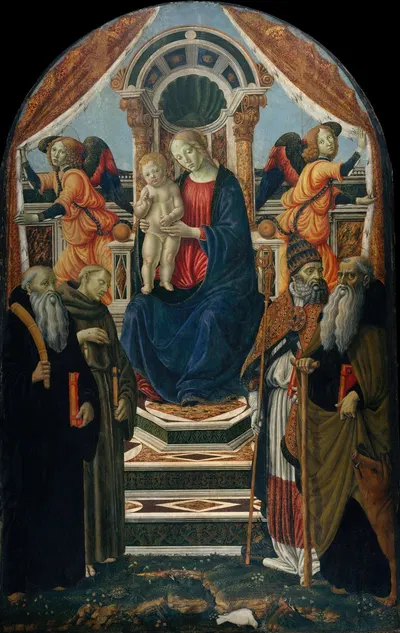 Madonna and Child Enthroned with Saints and Angels by Francesco Botticini — digital art print download