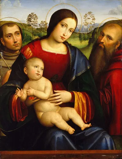 Madonna and Child with Saints Francis and Jerome by Francesco Francia — digital art print download