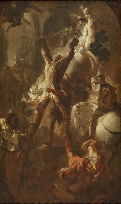 Das Martyrium des heiligen Andreas by Франц Антон Маульберц, 1760 — digital art print download