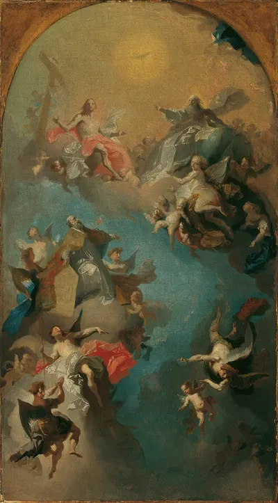 Die Aufnahme des heiligen Augustinus in den Himmel by Франц Антон Маульберц, 1785-1786 — digital art print download