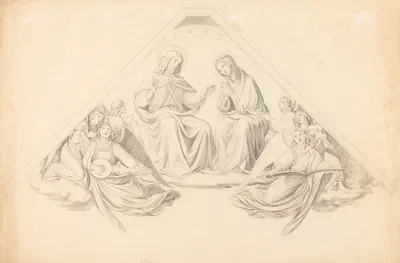 Christ and the Virgin with Music-Making Angels by Иоганн Фридрих Обербек — digital art print download