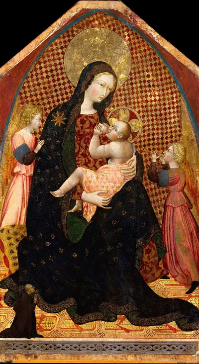 Madonna and Child with Two Angels and a Donor by Giovanni di Paolo — digital art print download