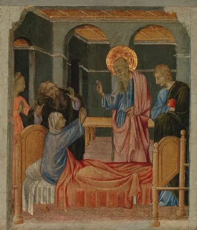Saint John the Evangelist Raises Drusiana by Giovanni di Paolo — digital art print download