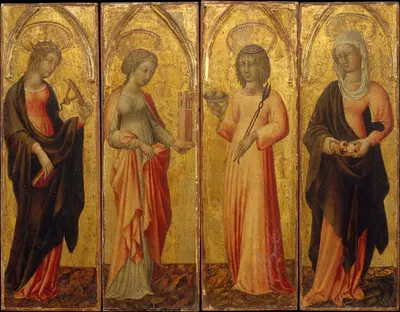 Saints Catherine of Alexandria, Barbara, Agatha, and Margaret by Giovanni di Paolo — digital art print download