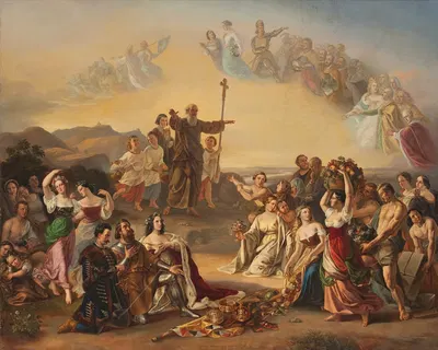 Der heilige Severin segnet das Land Österreich by Густав Диттенбергер фон Диттенберг, 1849 — digital art print download