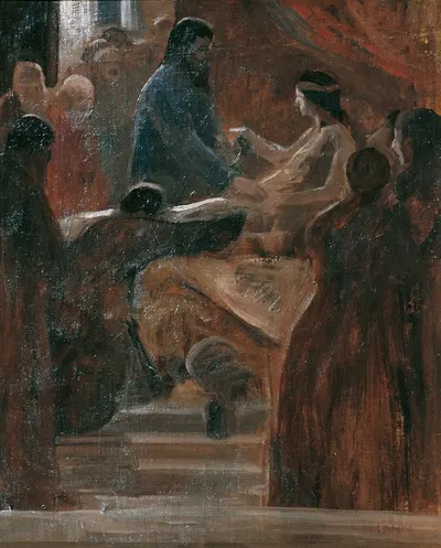 Auferweckung der Tochter des Jaïrus by Губерт Ланда, 1900 — digital art print download