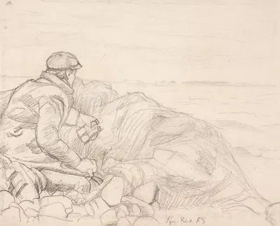 Johannes Larsen gør studier by Фриц Сиберг, 1900 - 1901 — digital art print download