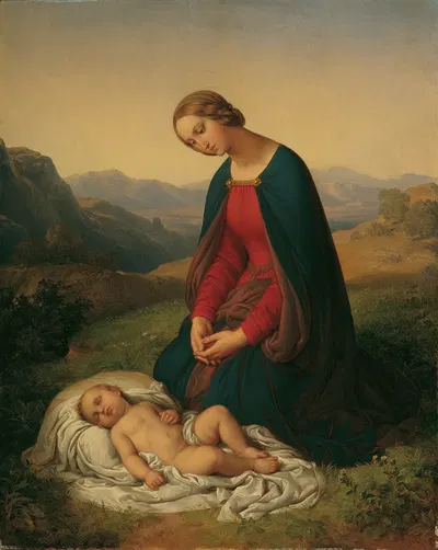 Maria, das Kind anbetend by Иоганн Непомук Эндор, 1849 — digital art print download