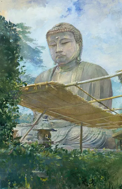 The Great Statue of Amida Buddha at Kamakura, Known as the Daibutsu, from the Priest's Garden by John La Farge, 1887 —…