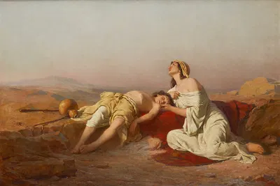 Hagar und Ismael in der Wüste by Йозеф Страка, 1888 — digital art print download