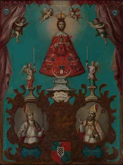 The Virgin of El Camino with St. Fermín and St. Saturnino by Nicolás Enríquez, 1773 — digital art print download