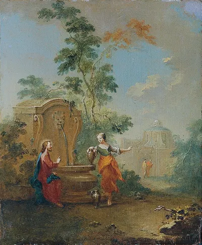 Christus und die Samariterin am Brunnen by Норберт Иосиф Карл Грунд, 1760 — digital art print download