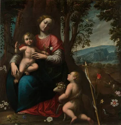 Madonna and Child with the Infant Saint John the Baptist by Orsola Maddalena Caccia — digital art print download