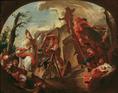 Der heilige Cassian von Imola stürzt die Statue des Pluto auf Säben by Paul Troger, 1751-1753 — digital art print download