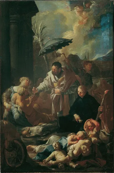 Der heilige Franz Xaver unter den Pestkranken in Goa by Paul Troger, 1749-1750 — digital art print download