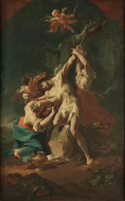 Der heilige Sebastian und die Frauen by Paul Troger, 1746 — digital art print download